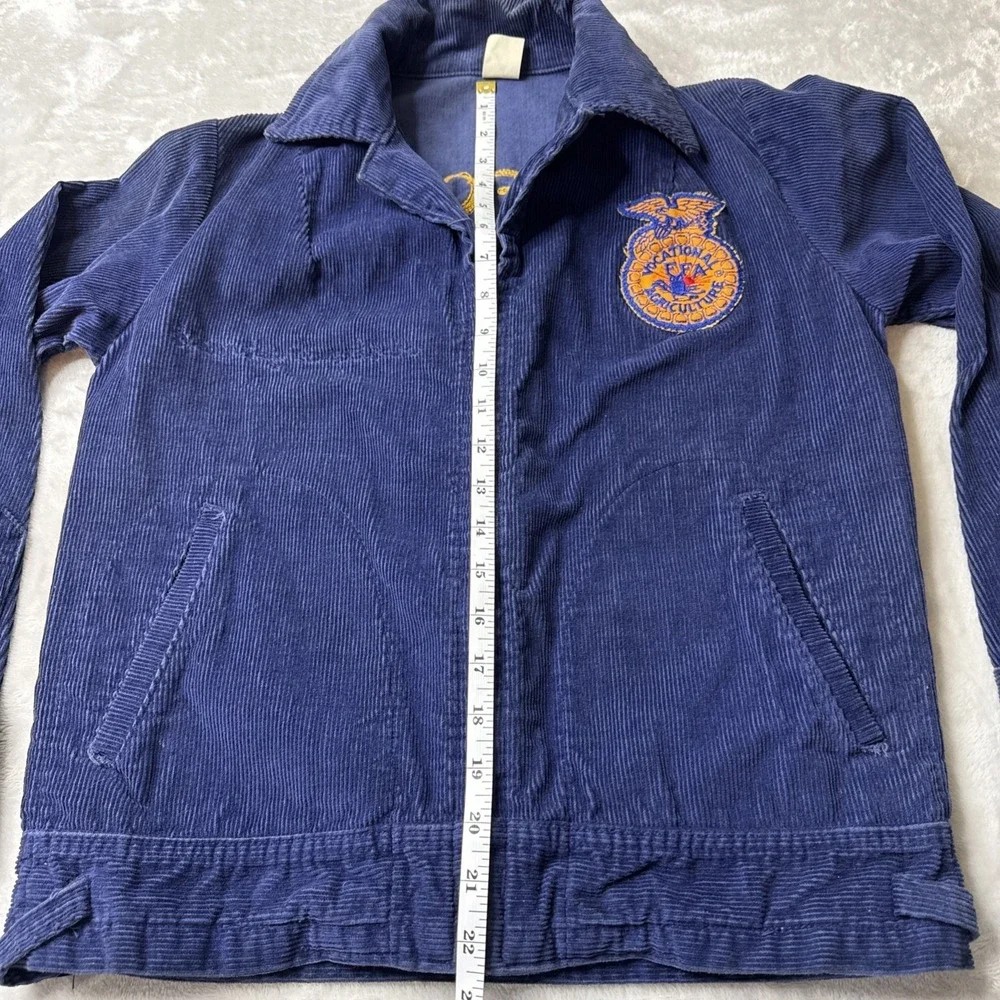 FFA California Gridley Blue Corduroy Jacket Vintage 1977 Future Farmer USA sz 34